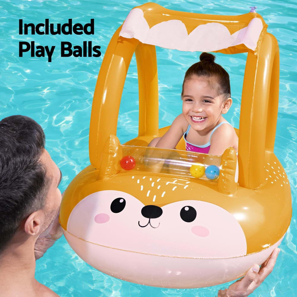 Pool Toys & Inflatables: Bestway Kids Inflatable Fox Swim Float Floating Seat Canopy Pool Toys 94x66CM