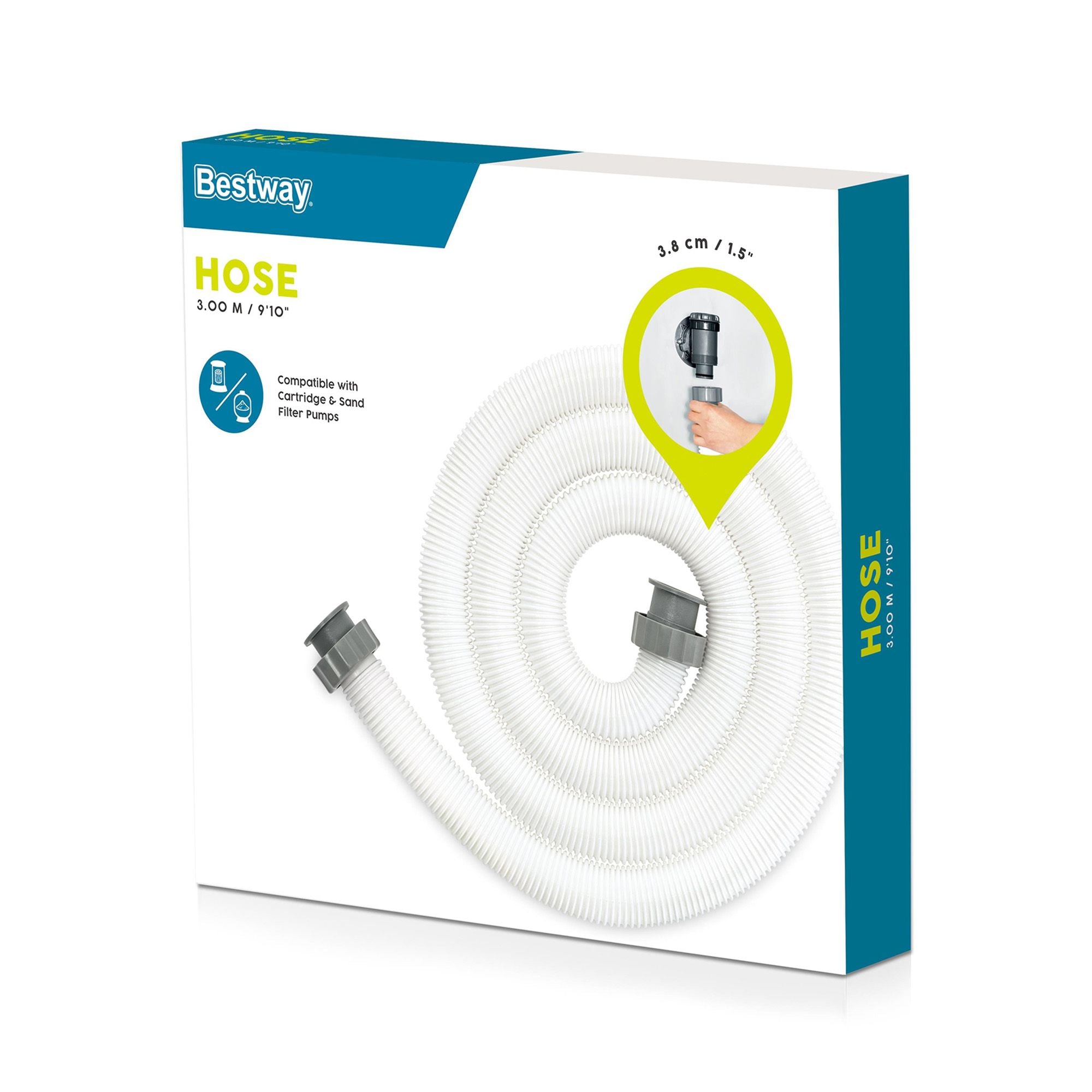 Bestway 38mm Pool Hose Replacement Sand Filter Cartridge Filter Pump Pipe 3m