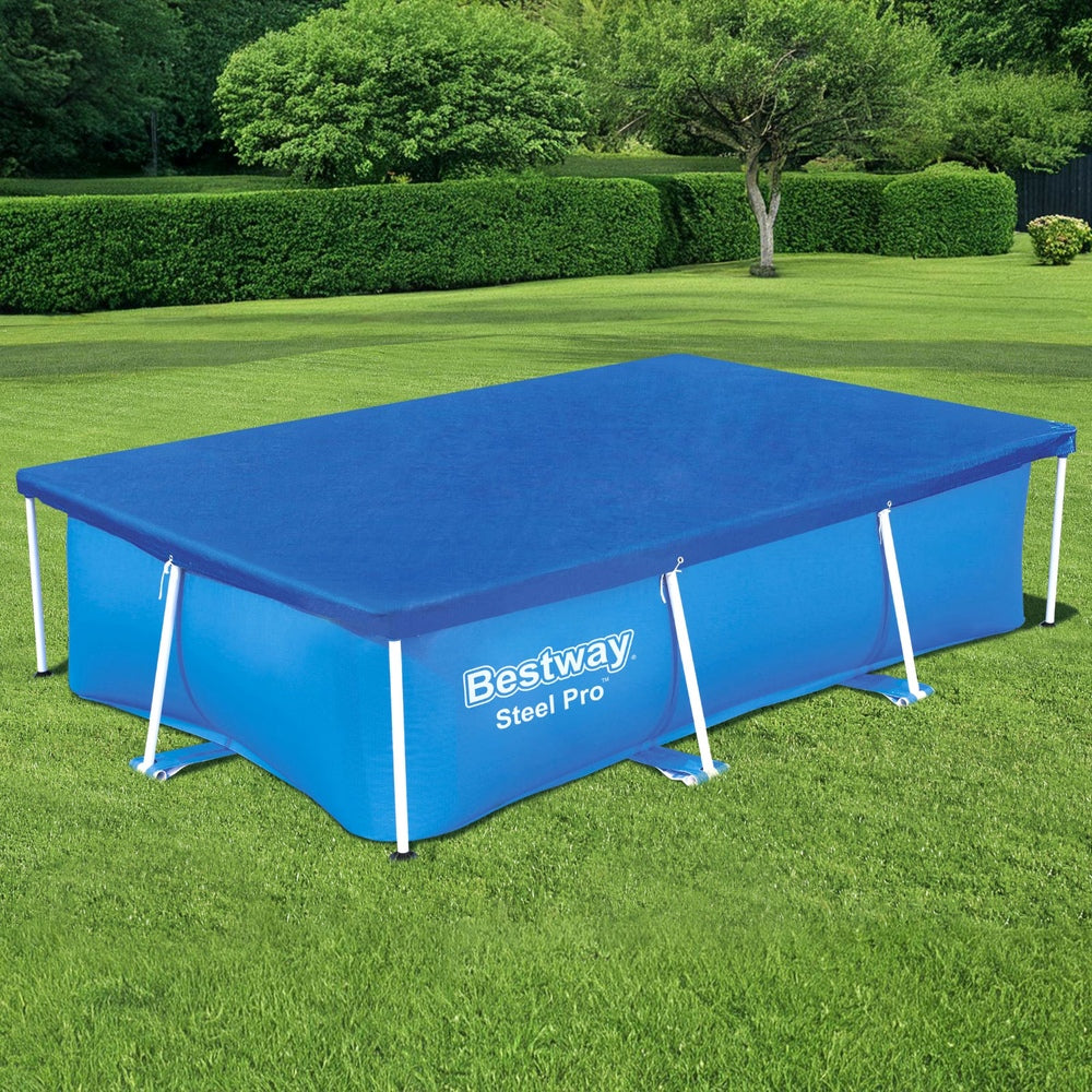 Swimming Pools: Bestway Pool Cover 264x174cm Rectangle Swimming Pool PE Shelter Fits 259x170cm Pools