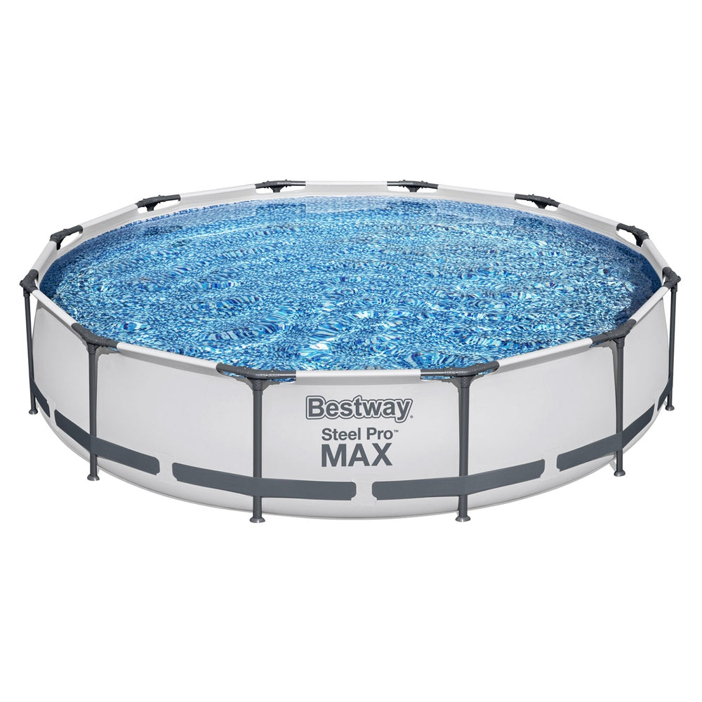Swimming Pools: Bestway Swimming Pool 366x76cm Steel Frame Round Above Ground Pools w/ Filter Pump 6473L