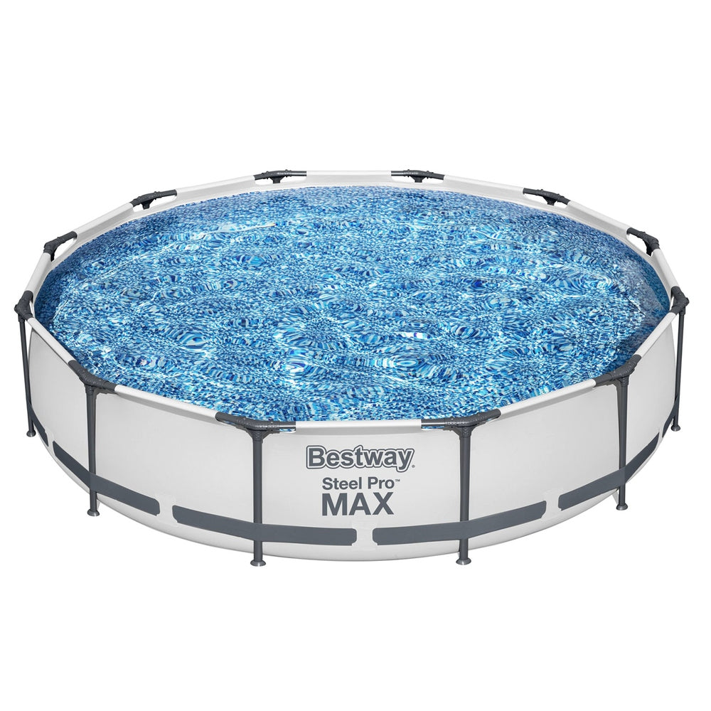 Swimming Pools: Bestway Swimming Pool 366x76cm Steel Frame Round Above Ground Pools w/ Filter Pump 6473L