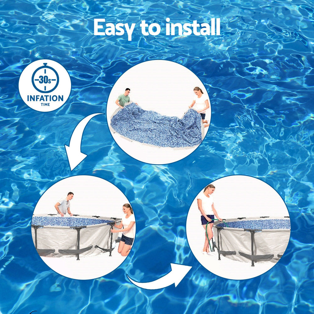 Swimming Pools: Bestway Swimming Pool 366x76cm Steel Frame Round Above Ground Pools w/ Filter Pump 6473L