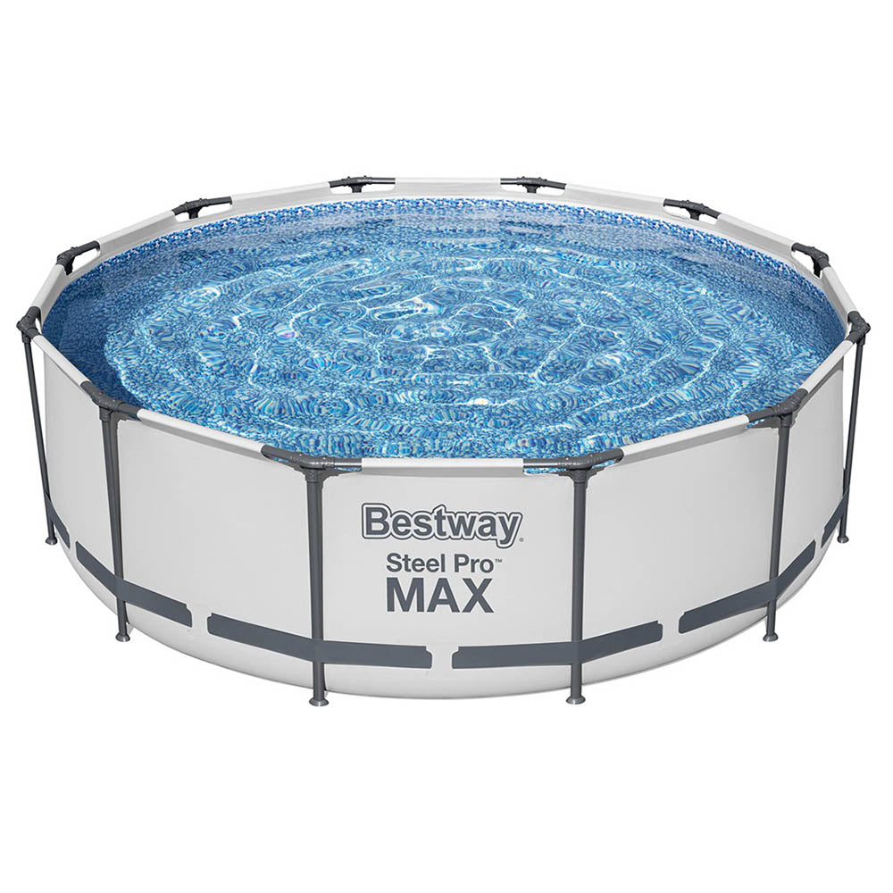 Swimming Pools: Bestway Swimming Pool 366x100cm Steel Frame Round Above Ground Pools w/ Filter Pump 9150L