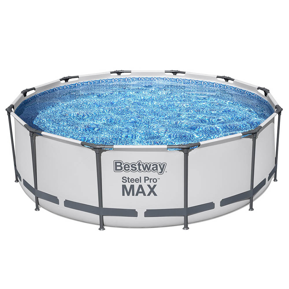 Swimming Pools: Bestway Swimming Pool 366x100cm Steel Frame Round Above Ground Pools w/ Filter Pump 9150L