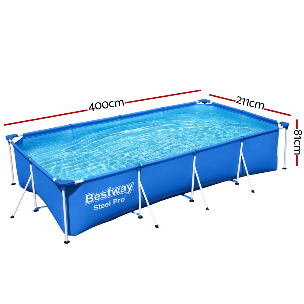 Swimming Pools: Bestway Swimming Pool 400x211x81cm Steel Frame Above Ground Pools 5700L