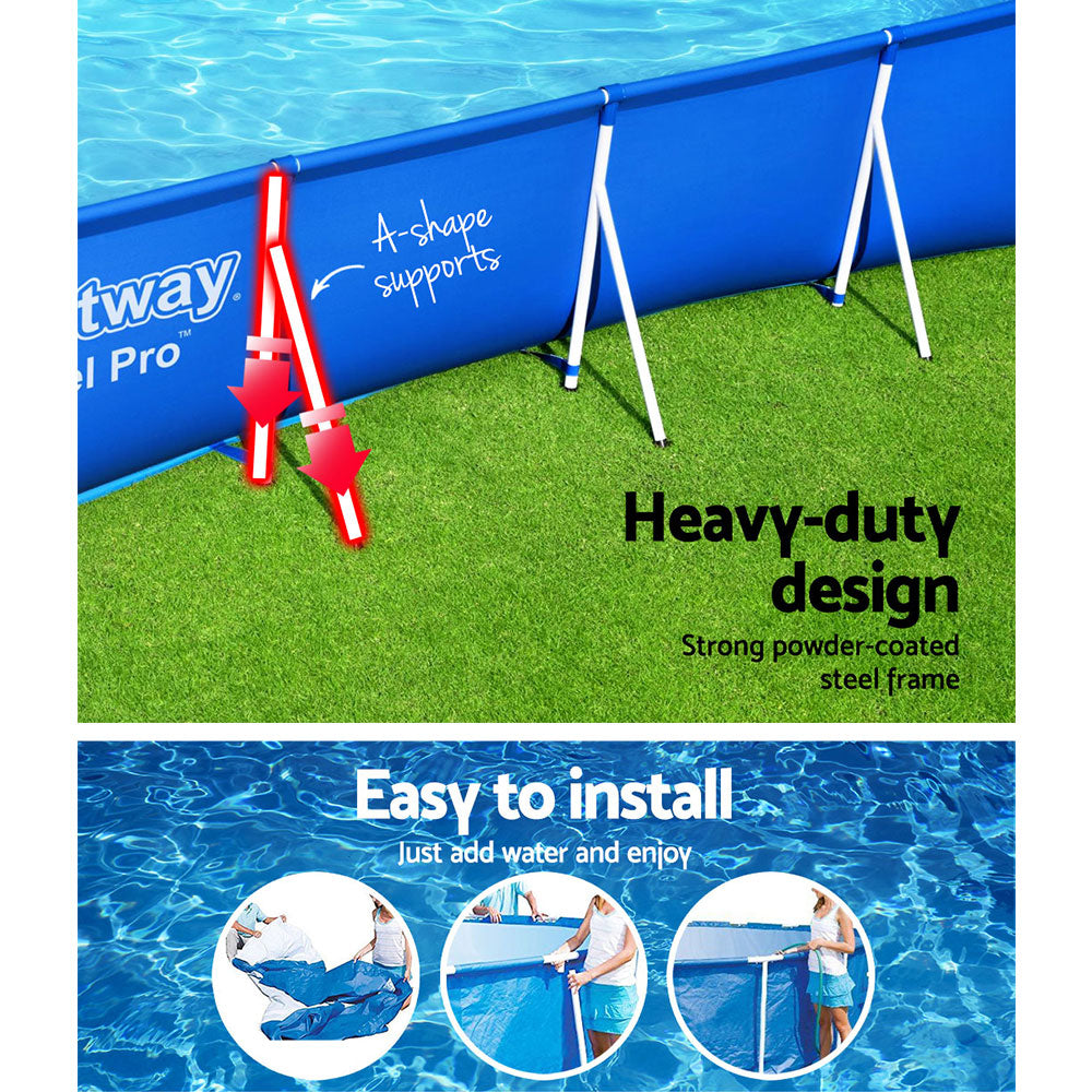 Swimming Pools: Bestway Swimming Pool 400x211x81cm Steel Frame Above Ground Pools 5700L