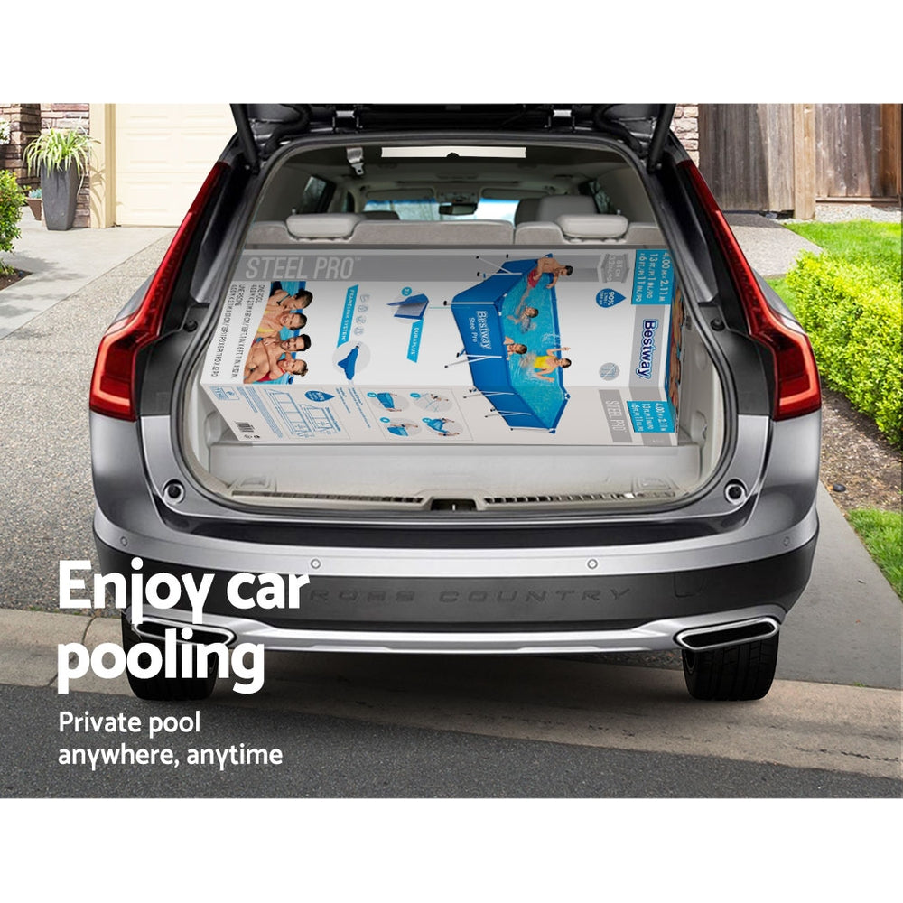 Swimming Pools: Bestway Swimming Pool 400x211x81cm Steel Frame Above Ground Pools 5700L