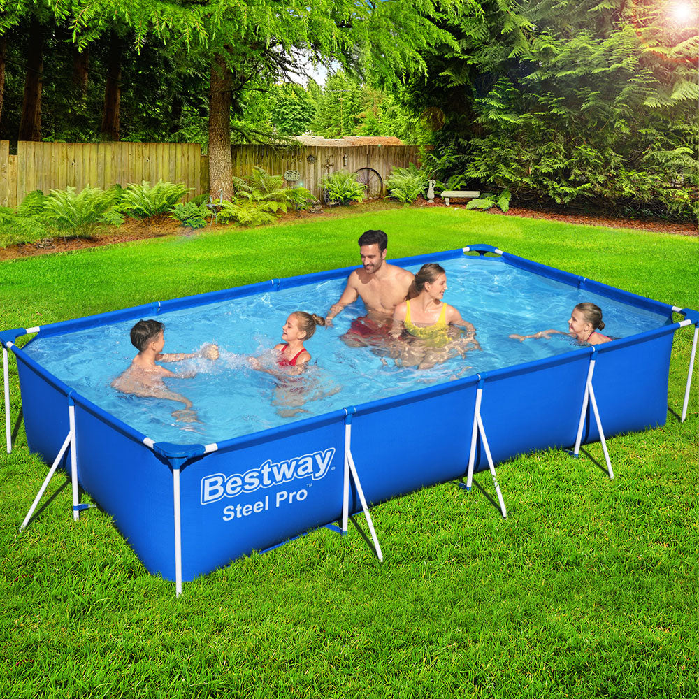 Swimming Pools: Bestway Swimming Pool 400x211x81cm Steel Frame Above Ground Pools 5700L
