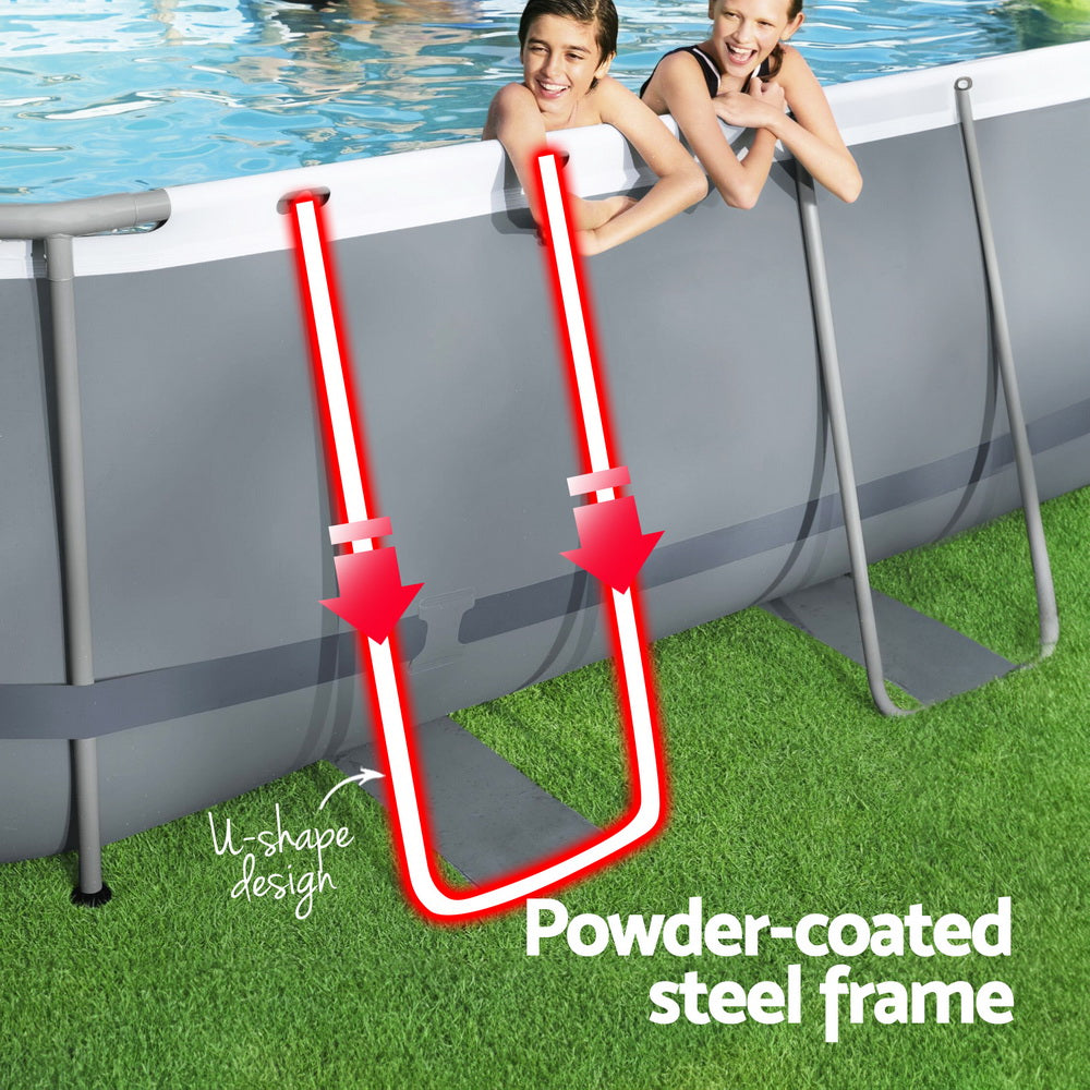 Swimming Pools: Bestway Swimming Pool 427x250x100cm Steel Frame Above Ground Pools Filter Pump Ladder 7250L