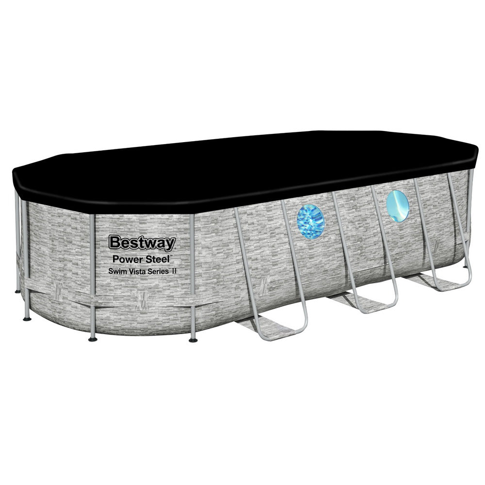 Swimming Pools: Bestway Swimming Pool 549x274x122cm Steel Frame Above Ground Pools Filter Pump Ladder 13430L