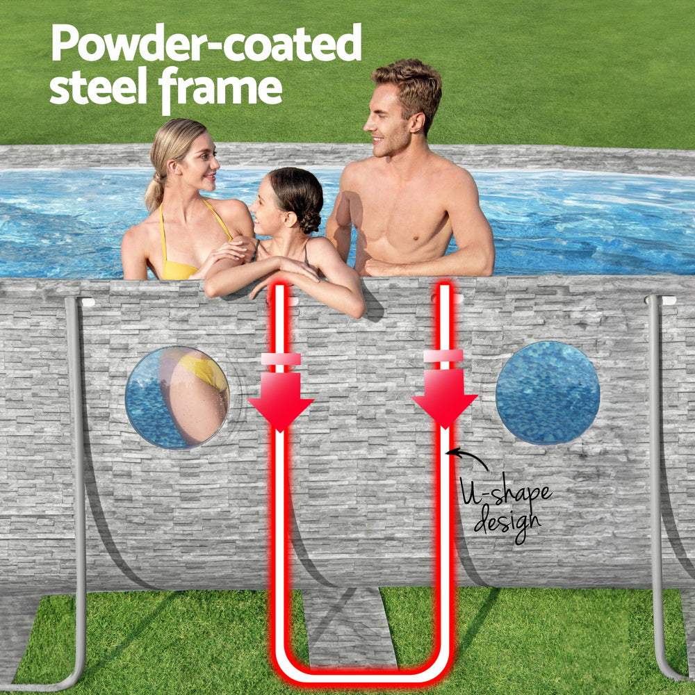 Swimming Pools: Bestway Swimming Pool 549x274x122cm Steel Frame Above Ground Pools Filter Pump Ladder 13430L
