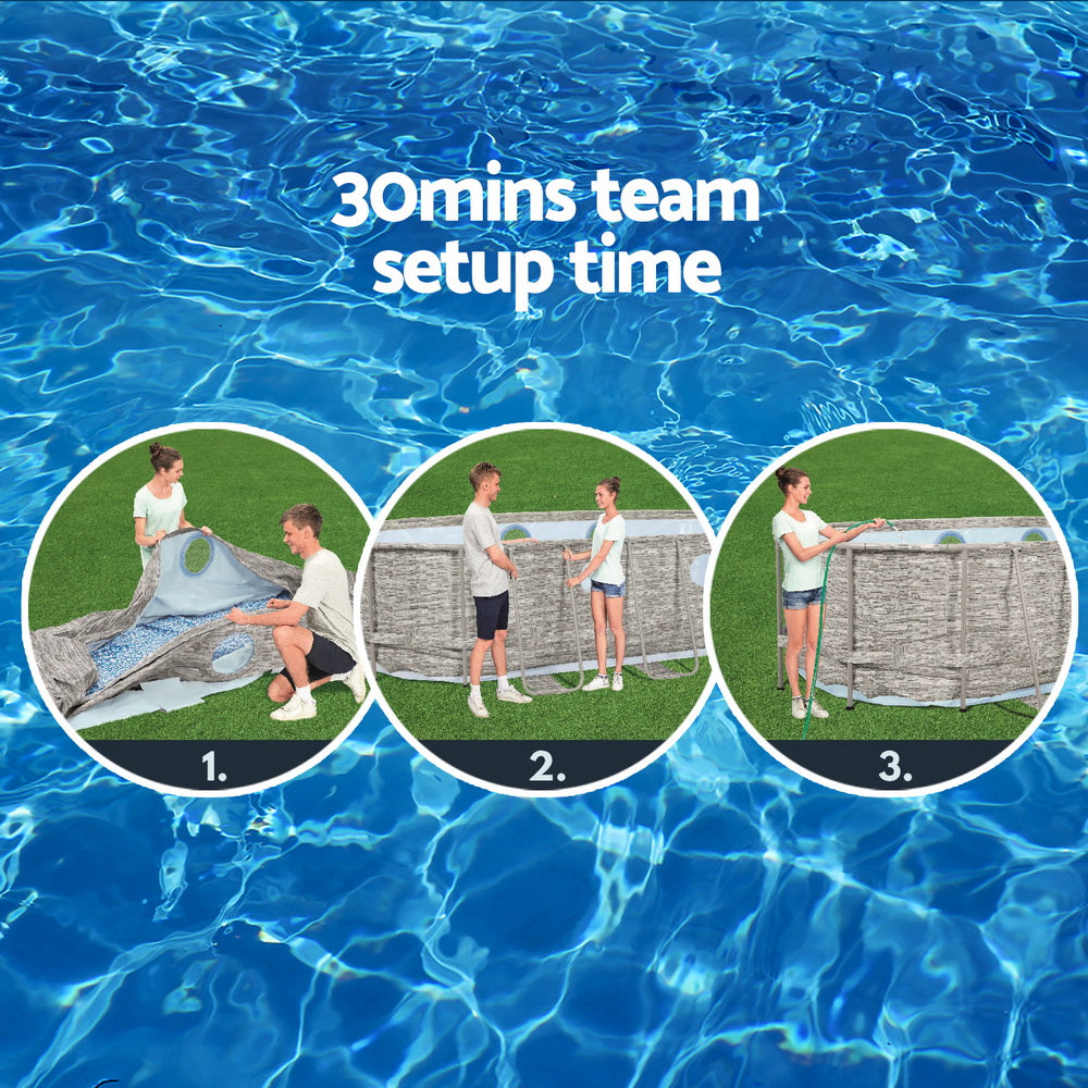 Swimming Pools: Bestway Swimming Pool 549x274x122cm Steel Frame Above Ground Pools Filter Pump Ladder 13430L