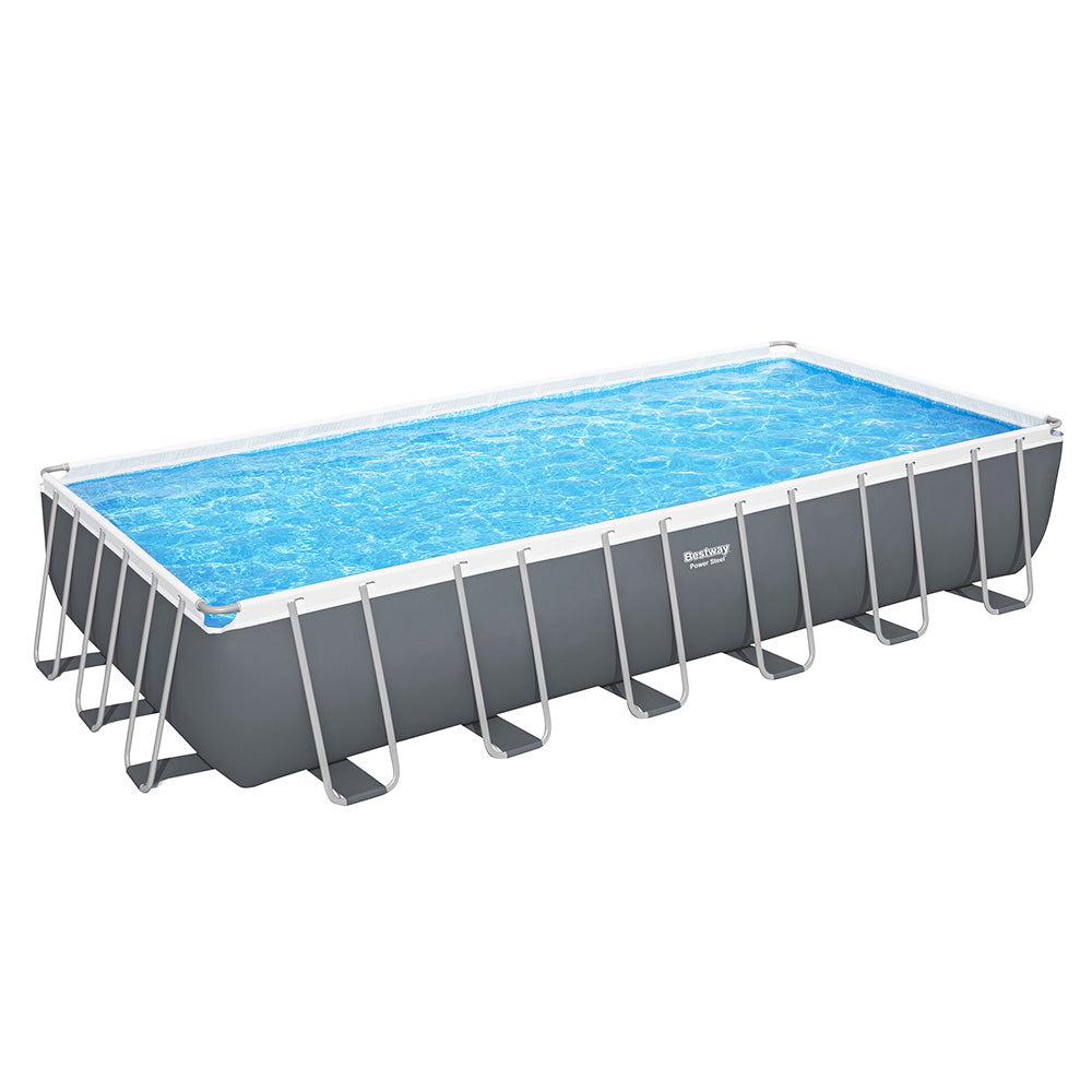 Swimming Pools: Bestway Swimming Pool 732x366x132cm Steel Frame Above Ground Pools Ladder 30045L