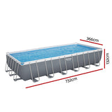 Swimming Pools: Bestway Swimming Pool 732x366x132cm Steel Frame Above Ground Pools Ladder 30045L