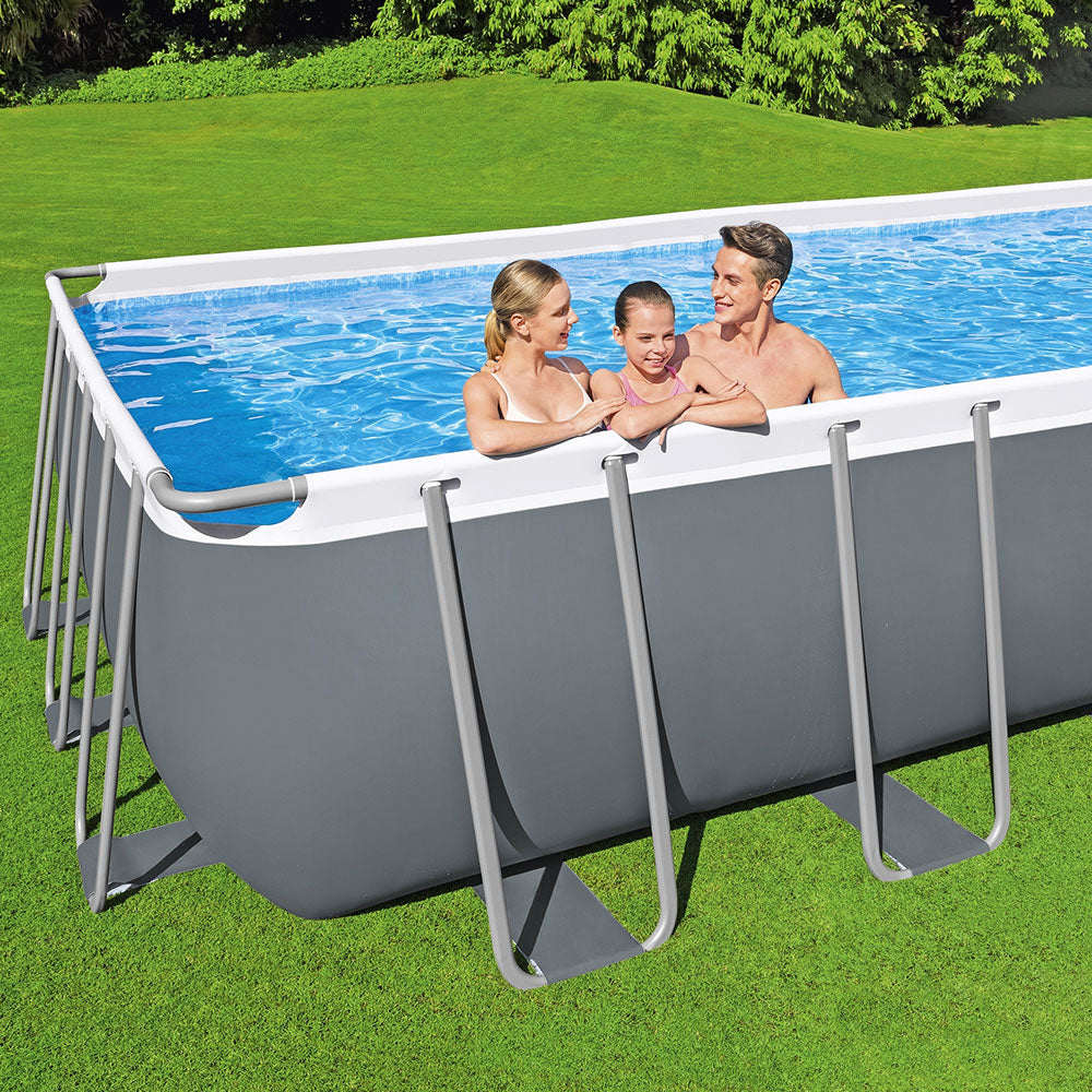 Swimming Pools: Bestway Swimming Pool 732x366x132cm Steel Frame Above Ground Pools Ladder 30045L