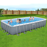 Swimming Pools: Bestway Swimming Pool 732x366x132cm Steel Frame Above Ground Pools Ladder 30045L
