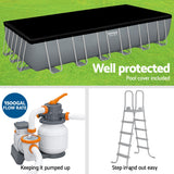 Swimming Pools: Bestway Swimming Pool 732x366x132cm Steel Frame Above Ground Pools Ladder 30045L