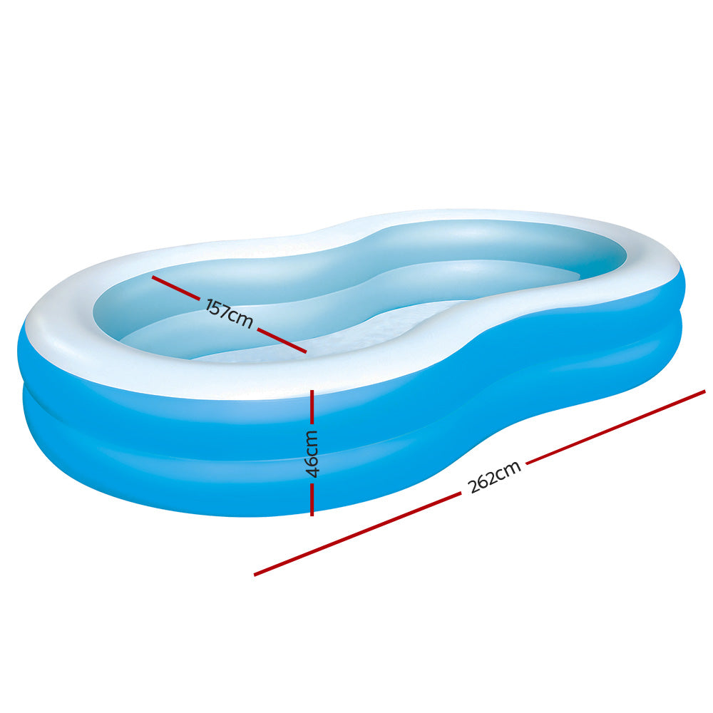 Swimming Pools: Bestway Kids Pool 262x157x46cm Inflatable Above Ground Swimming Pools 544L