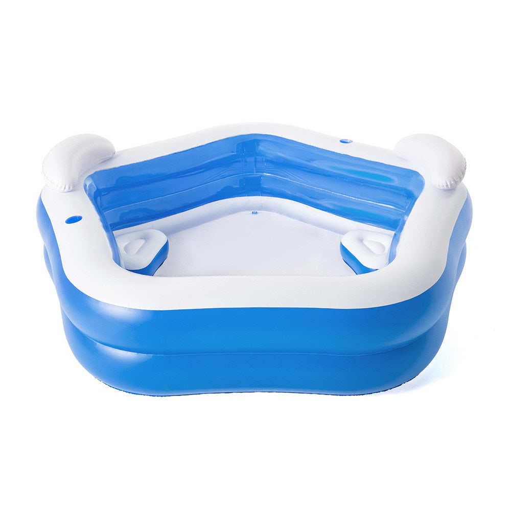 Pool Toys & Inflatables: Bestway Kids Inflatable Pool Above Ground Pools Seat Cushions Cup Holder 213x206cm