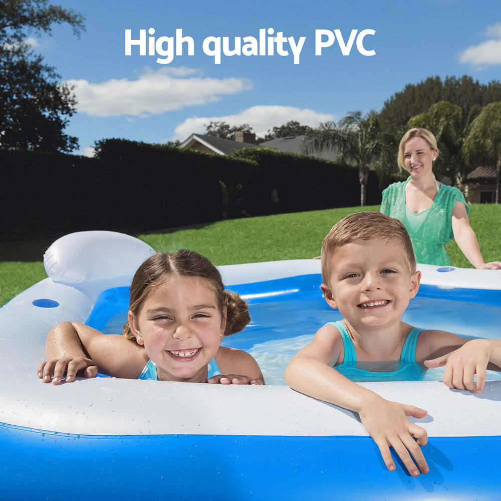Pool Toys & Inflatables: Bestway Kids Inflatable Pool Above Ground Pools Seat Cushions Cup Holder 213x206cm
