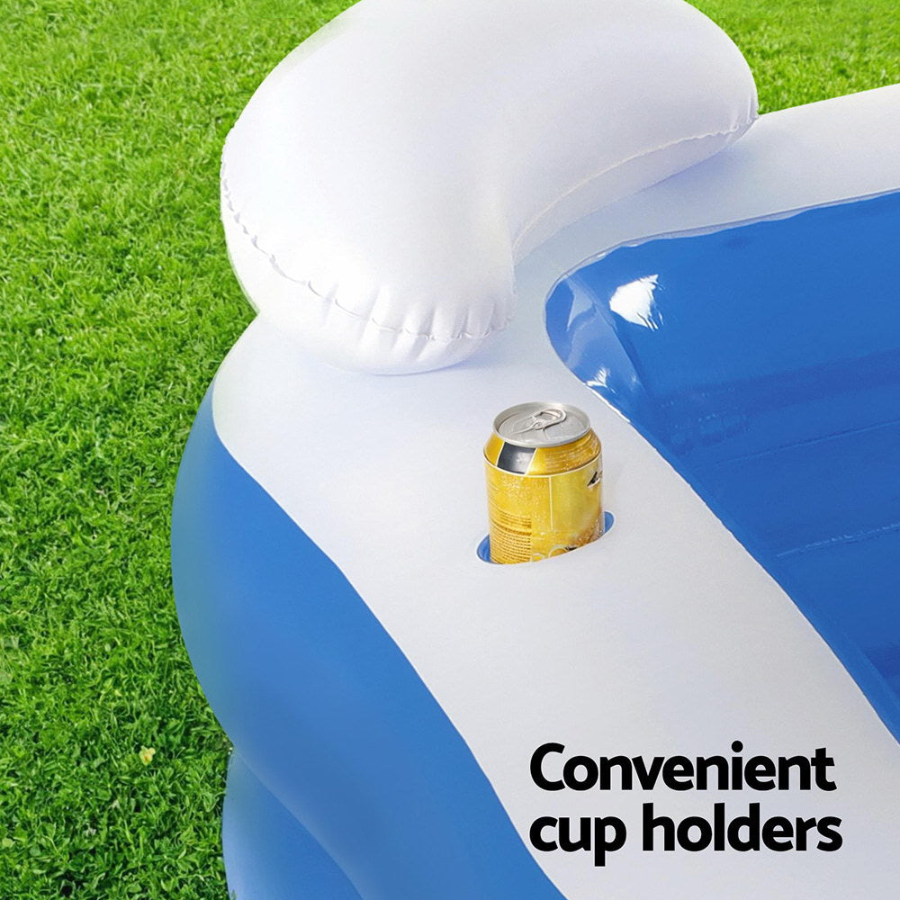 Pool Toys & Inflatables: Bestway Kids Inflatable Pool Above Ground Pools Seat Cushions Cup Holder 213x206cm