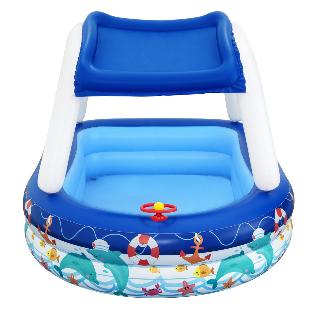 Swimming Pools: Bestway Kids Pool 213x155x132cm Inflatable Swimming w/ Canopy Play Pools 282L