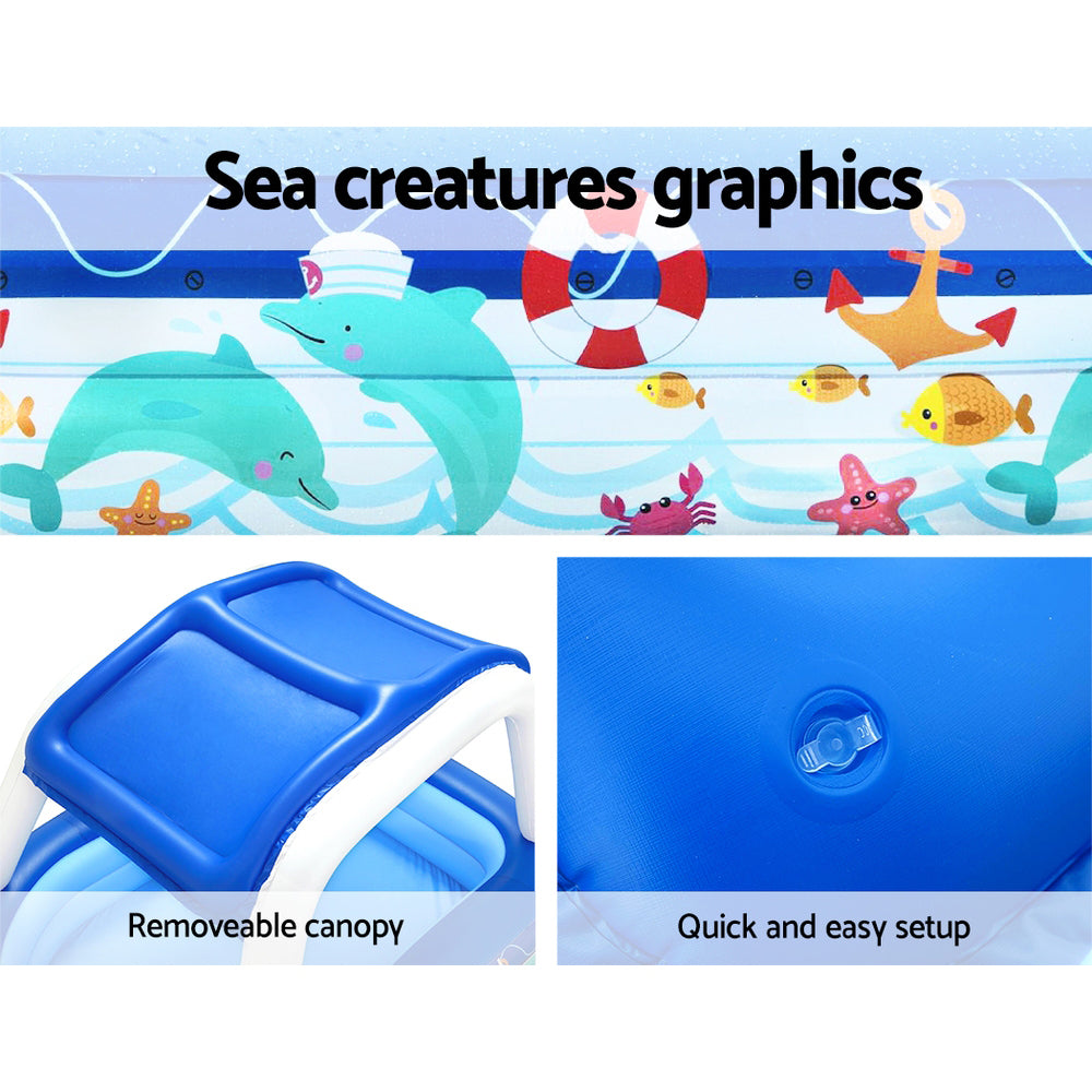 Swimming Pools: Bestway Kids Pool 213x155x132cm Inflatable Swimming w/ Canopy Play Pools 282L