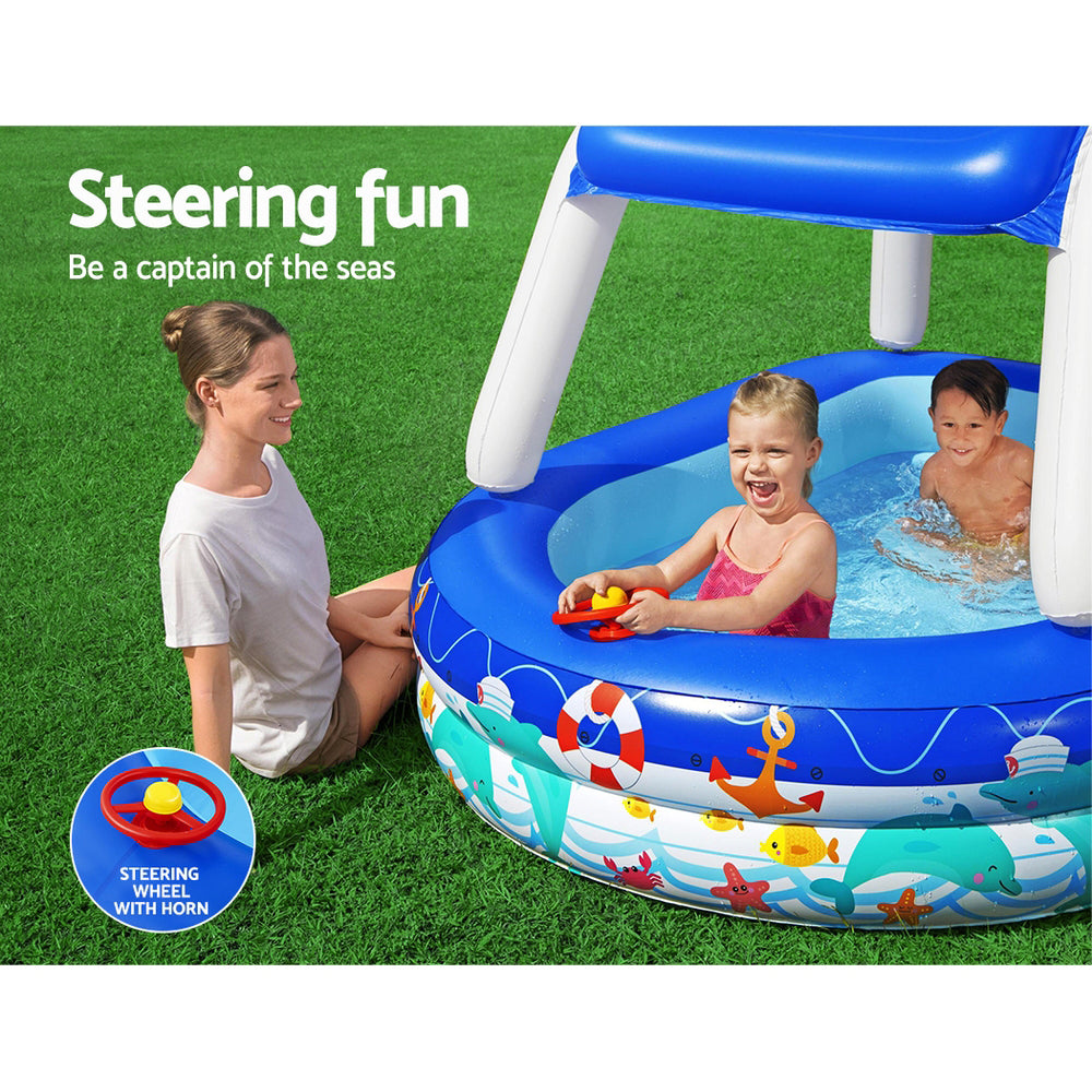 Swimming Pools: Bestway Kids Pool 213x155x132cm Inflatable Swimming w/ Canopy Play Pools 282L