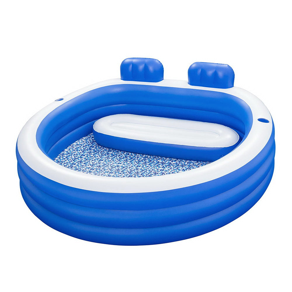 Swimming Pools: Bestway Kids Inflatable Pool Above Ground Pools Bench Seat Cup Holder 231x219cm