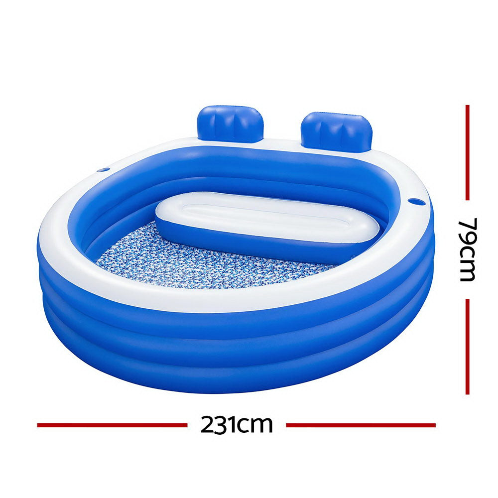 Swimming Pools: Bestway Kids Inflatable Pool Above Ground Pools Bench Seat Cup Holder 231x219cm