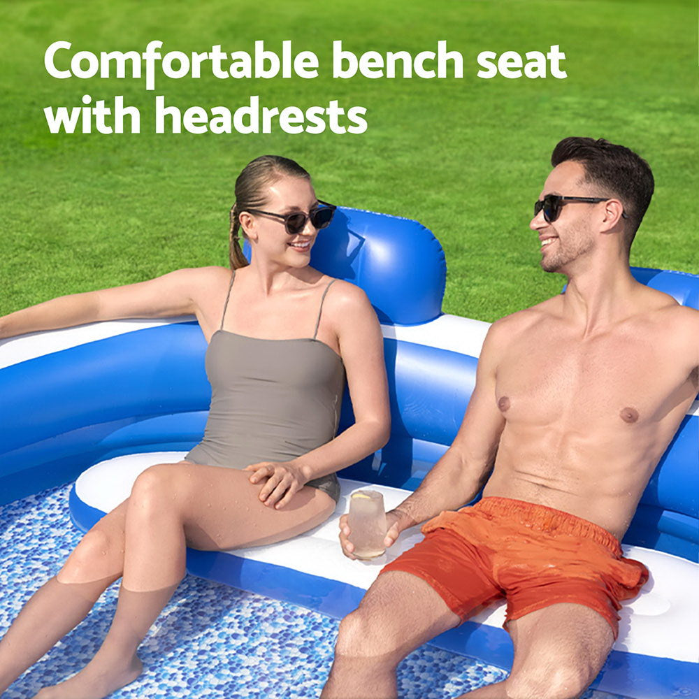 Swimming Pools: Bestway Kids Inflatable Pool Above Ground Pools Bench Seat Cup Holder 231x219cm