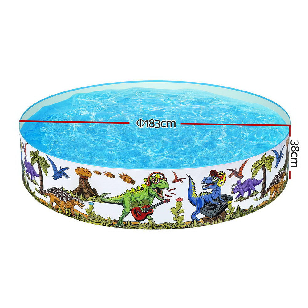 Swimming Pools: Bestway Kids Pool 183x38cm Round Above Ground Rigid Swimming Pools Dinosaur 946L