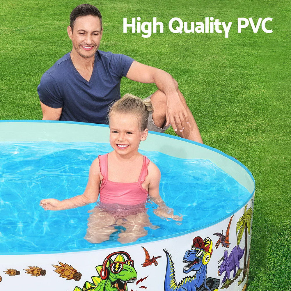 Swimming Pools: Bestway Kids Pool 183x38cm Round Above Ground Rigid Swimming Pools Dinosaur 946L