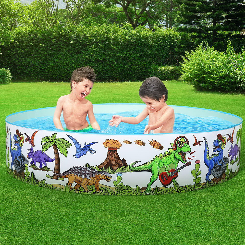 Swimming Pools: Bestway Kids Pool 183x38cm Round Above Ground Rigid Swimming Pools Dinosaur 946L