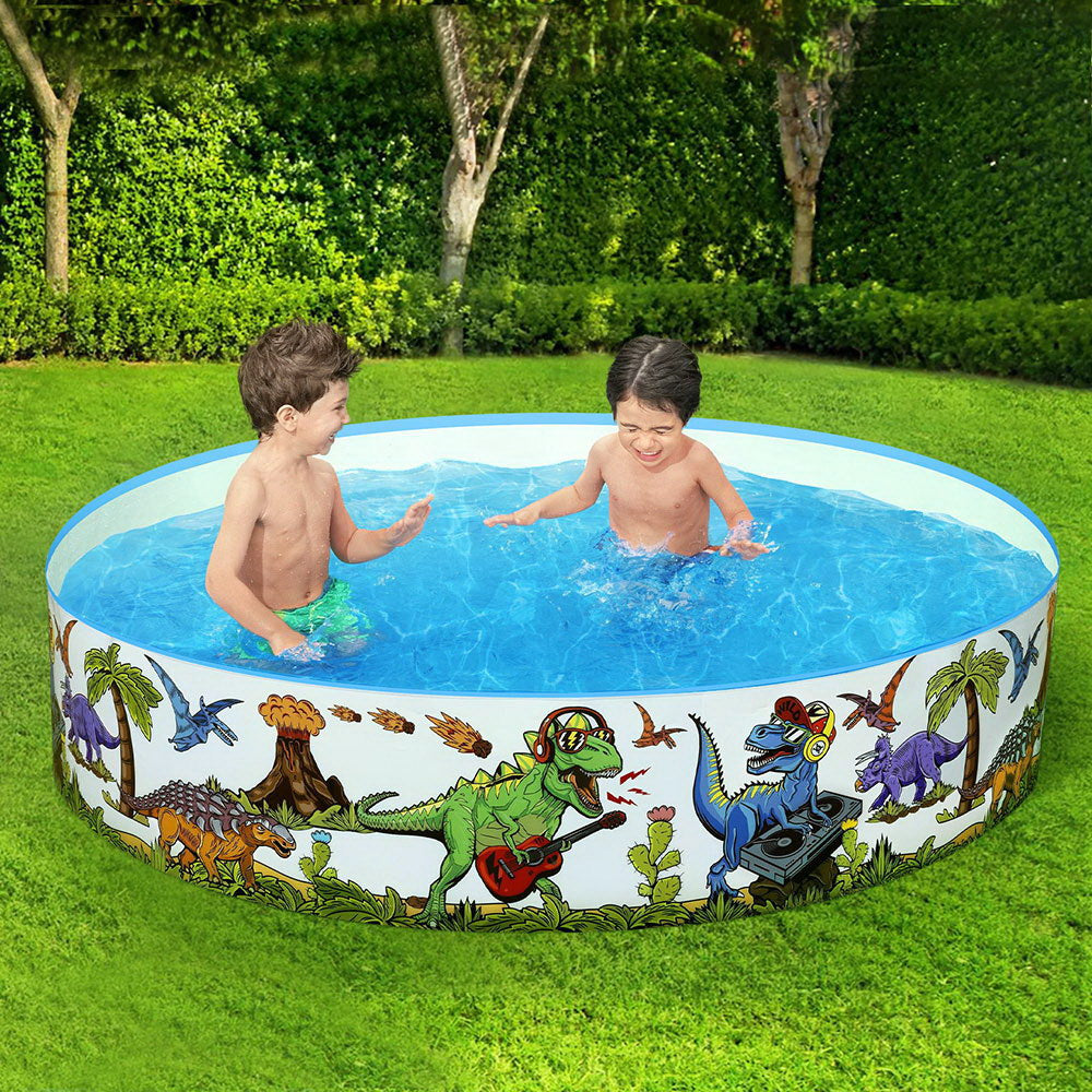 Swimming Pools: Bestway Kids Pool 183x38cm Round Above Ground Rigid Swimming Pools Dinosaur 946L