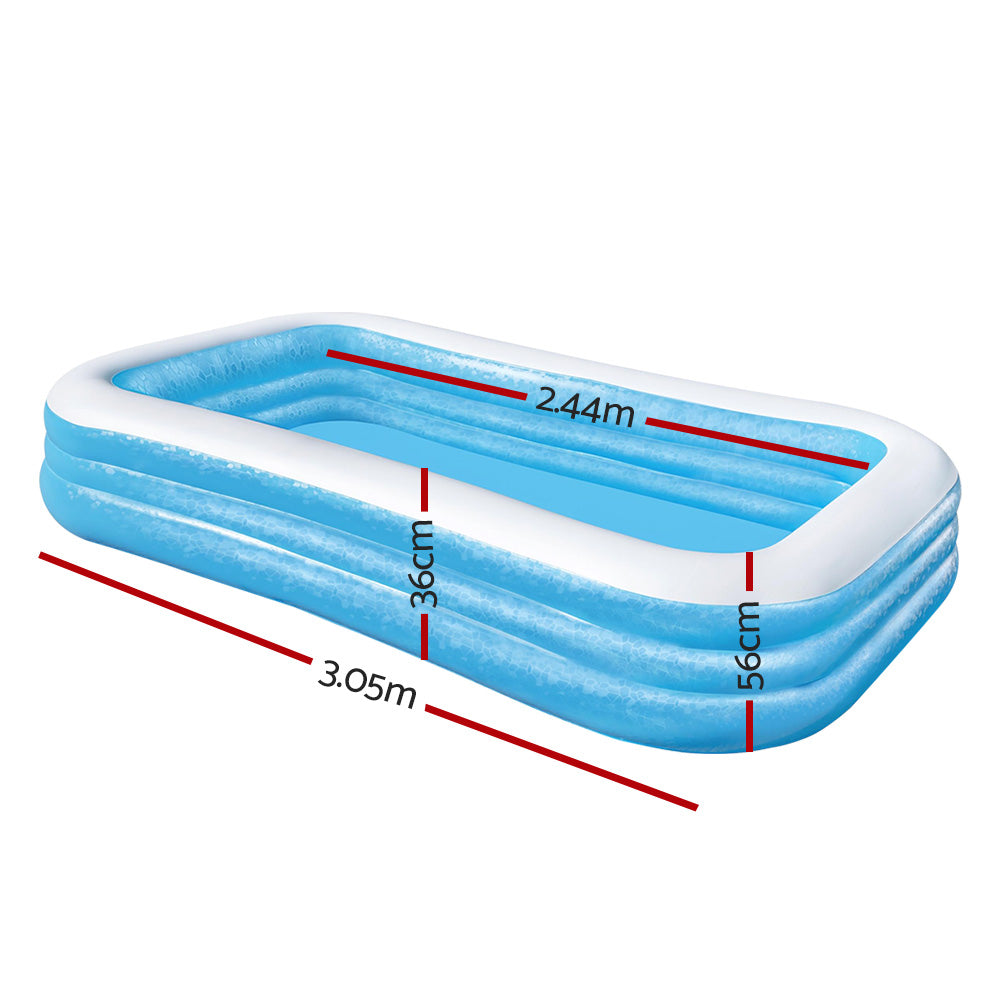 Swimming Pools: Bestway Kids Pool 305x183x56cm Inflatable Above Ground Swimming Pools 1161L