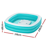 Bestway Kids Inflatable Family Pool with Center Console Cup Holder 218x218x48cm