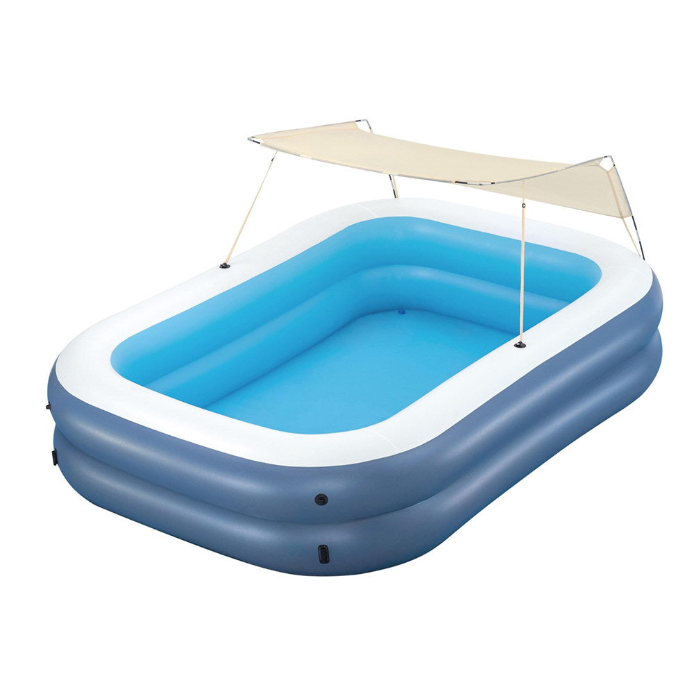 Swimming Pools: Bestway Kids Inflatable Pool Above Ground Splash Pool with Sunshade 254x178cm