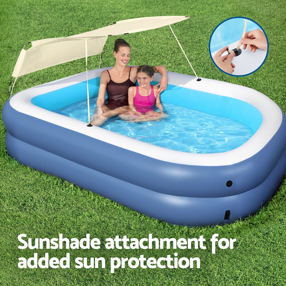 Swimming Pools: Bestway Kids Inflatable Pool Above Ground Splash Pool with Sunshade 254x178cm