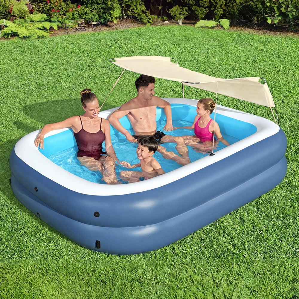 Swimming Pools: Bestway Kids Inflatable Pool Above Ground Splash Pool with Sunshade 254x178cm