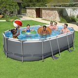 Swimming Pools: Bestway 488x305x107cm Swimming Pool Steel Frame Set w/ Pump Filter Ladder Cover