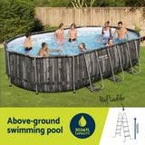 Swimming Pools: Bestway Swimming Pool Steel Frame Pool Set 6.1x3.66m w/ Filter Pump Ladder Cover