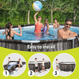 Swimming Pools: Bestway Swimming Pool Steel Frame Pool Set 6.1x3.66m w/ Filter Pump Ladder Cover