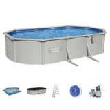 Swimming Pools: Bestway Swimming Pool 610 x 366cm Steel Frame Round Pool Set w/ Filter Ladder