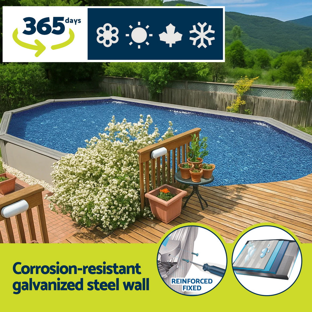 Swimming Pools: Bestway Swimming Pool 610 x 366cm Steel Frame Round Pool Set w/ Filter Ladder
