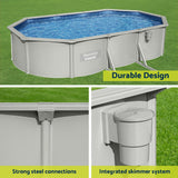 Swimming Pools: Bestway Swimming Pool 610 x 366cm Steel Frame Round Pool Set w/ Filter Ladder
