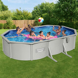 Swimming Pools: Bestway Swimming Pool 610 x 366cm Steel Frame Round Pool Set w/ Filter Ladder
