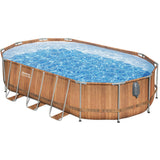 Swimming Pools: Bestway Swimming Pool Steel Frame Luxury Pool & SPA Massage Set 6.1x3.66x1.22m