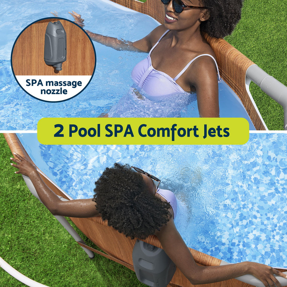 Swimming Pools: Bestway Swimming Pool Steel Frame Luxury Pool & SPA Massage Set 6.1x3.66x1.22m