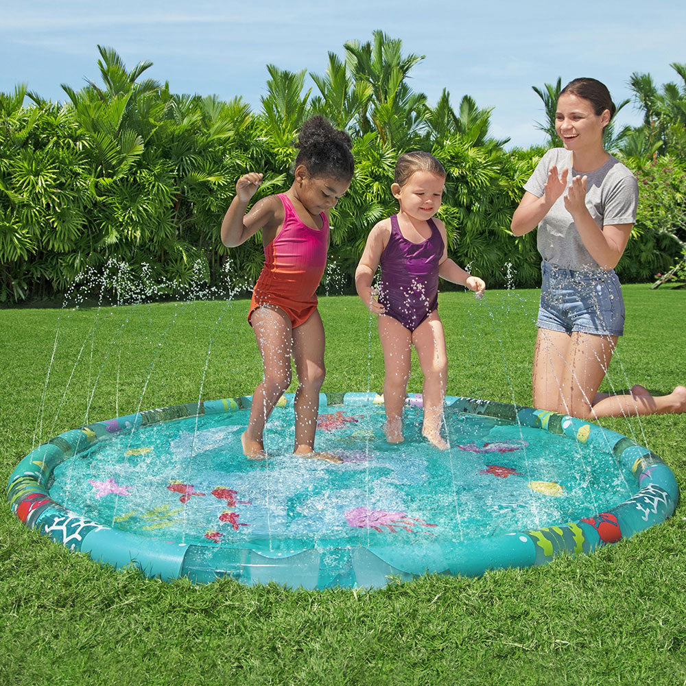 Pool Toys & Inflatables: Bestway Kids Inflatable Pad Round Splash Pool Sprinkler Spray Toys Marine 165cm